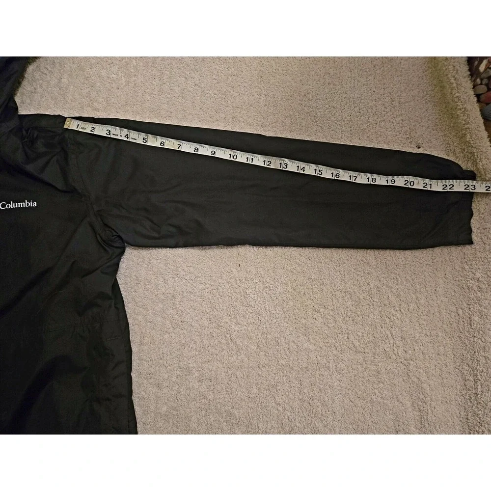 Columbia Kids Windbreaker Jacket Black Blue Fleece Lined Hooded‎ Size L 14/16